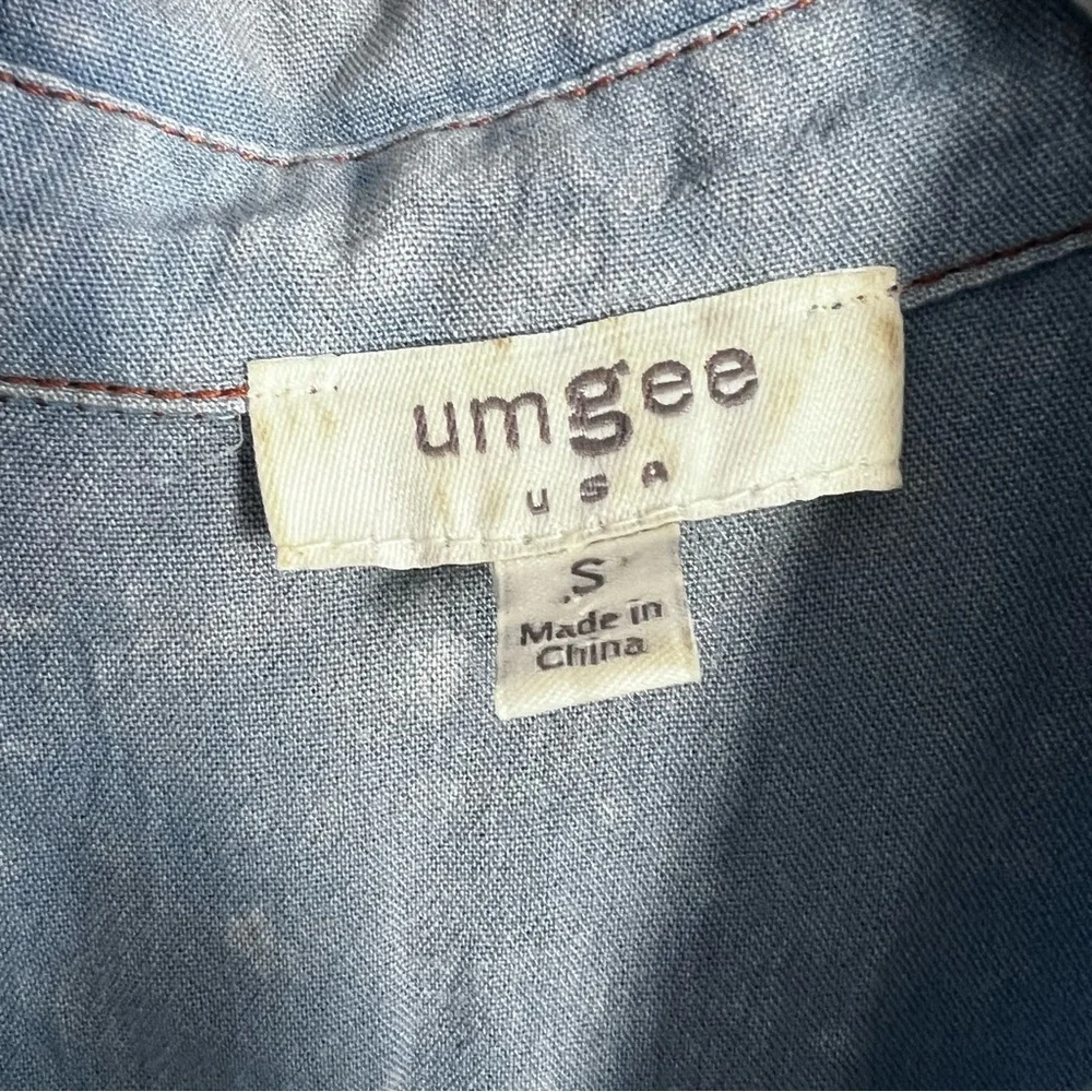 Umgee Short Denim Stonewash Dress Tiered Long Sleeve size Small - Picture 4 of 11